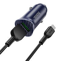 Автомобильное зарядное устройство Hoco Z39 Farsighted dual port QC3.0 Car charger set(Micro) Blue