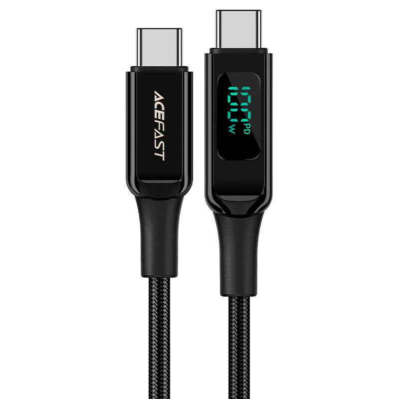 Дата кабель Acefast C6-03 USB-C to USB-C 100W zinc alloy digital display braided (1m) FIL - фото 1 - id-p2093530098