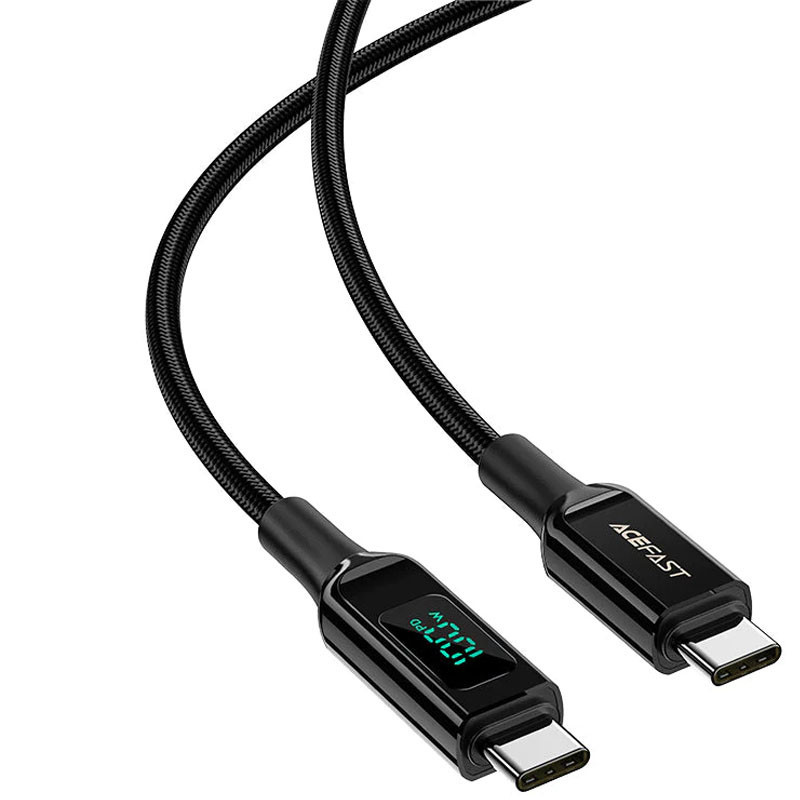 Дата кабель Acefast C6-03 USB-C to USB-C 100W zinc alloy digital display braided (1m) FIL - фото 2 - id-p2093530098