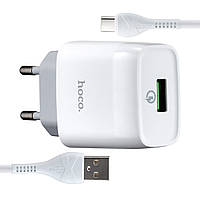 Сетевое зарядное устройство Hoco C72Q Glorious single port QC3.0 charger set (Type-C) (EU) White