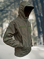 Теплая военная тактическая Куртка Softshell хаки для военных, охоты и рыбалки.
