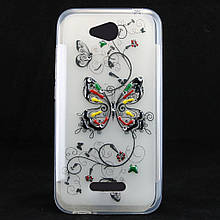 Чохол-накладка для HTC Desire 616, "Butterfly", зі стразами, прозорий силіконовий /case/кейс /штс