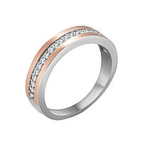 Серебряное кольцо с золотом и фианитами Chudo-10 размер:17.5;