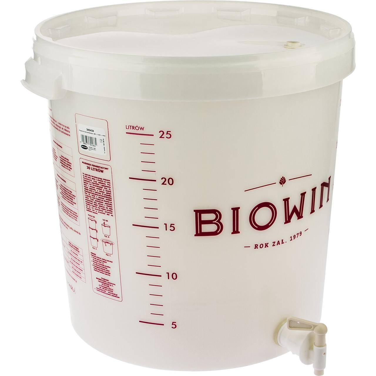 Місткість для бродіння 30л з кришкою та краном Biowin, фото 1