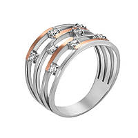 Серебряное кольцо с золотом и фианитами Destiny-10 размер:19.5;18.5;18;17.5;16.5;