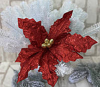 Пуансетия новогоднее украшение, d цветка 25 см
