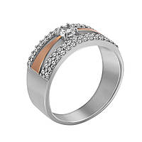 Серебряное кольцо с золотом и куб. цирконием Guilty-10 размер:18;