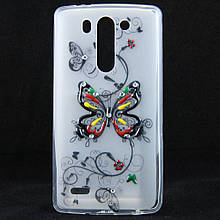 Чохол-накладка для LG G3 Mini D724, "Butterfly", зі стразами, силіконовий /case/кейс /лш