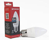 LED лампа 6W E27 С37 ETRON 6500K 220V, лампочка светодиодная 6вт 1-ELP-095