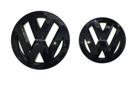 Комплект накладок на штатні емблеми VW Touareg 2015-2018 Туарег комплект 2 шт перед/зад чорний глянецт