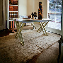 Стіл розкладний 160(200) см прямокутний обідній білий на золотих ніжках 160(200)х92х78  Леон-М, фото 5