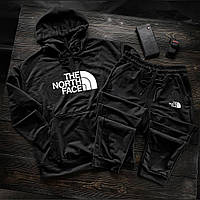 Демисезонный чёрный спортивный костюм The North Face мужской, Весенний-осенний чёрный костюм TNF на двунитке