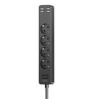 Сетевой фильтр XO WL10 (EU) 4USB function socket (4AC+4USB) 1.8M BLack