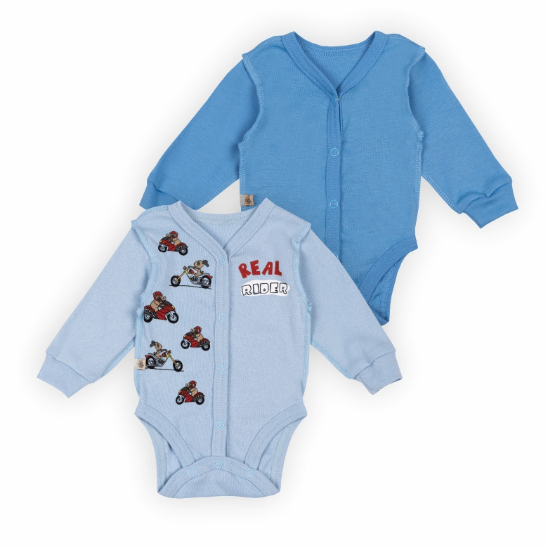 Дитячий комплект-боді для малюків GABBI BD-24- 1 (2 шт.) Блакитний/світло-блакитний р.56 (13926)