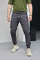 Чоловічі темно-сірі штани Chesst весняні осінні котон, Демісезонні штани джогери графітові повсякденні