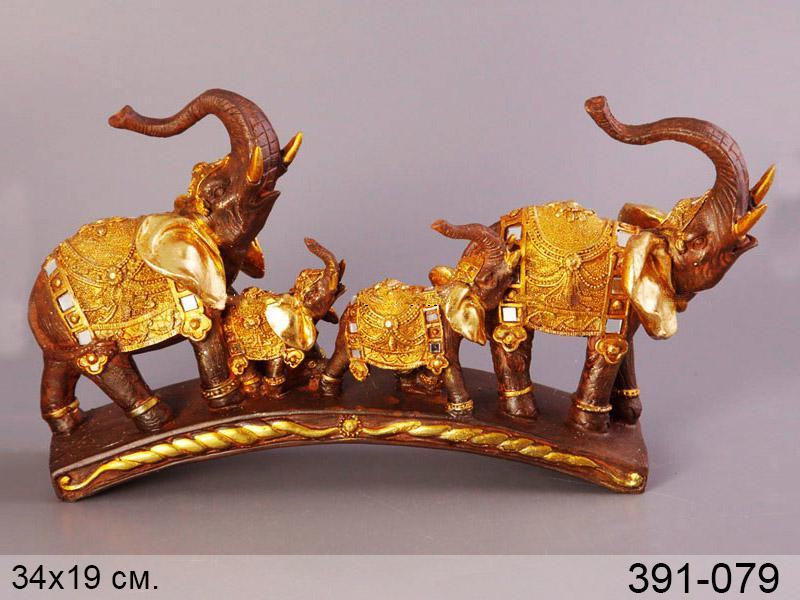 Статуетка декоративна Сім'я слонів 34х19 см полістоун 391-079