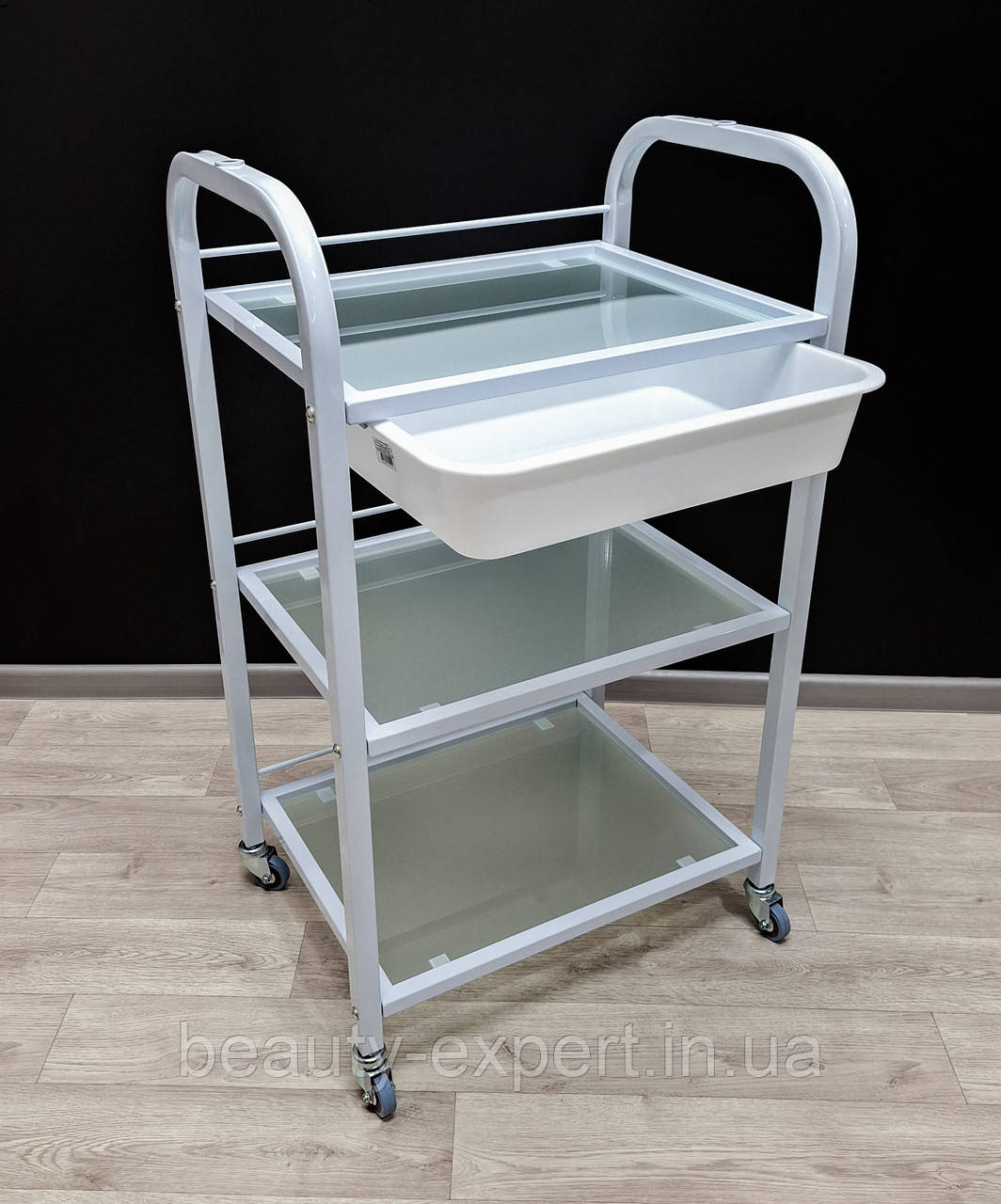 Тележка косметологическая R-41 с ящиком на 3 полки (стекло) столик ...