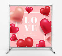 Баннер "День Святого Валентина. LOVE" размер 2х2м. С люверсами.