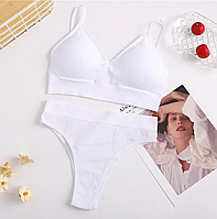 Спортивний комплект жіночої білизни зі стрінгами та push-up L-XL, Білий