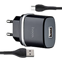 Сетевое зарядное устройство Hoco N1 Ardent single port charger set(for Micro)(EU) Black