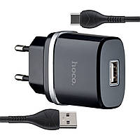 Сетевое зарядное устройство Hoco N1 Ardent single port charger set(for Type-C)(EU) Black