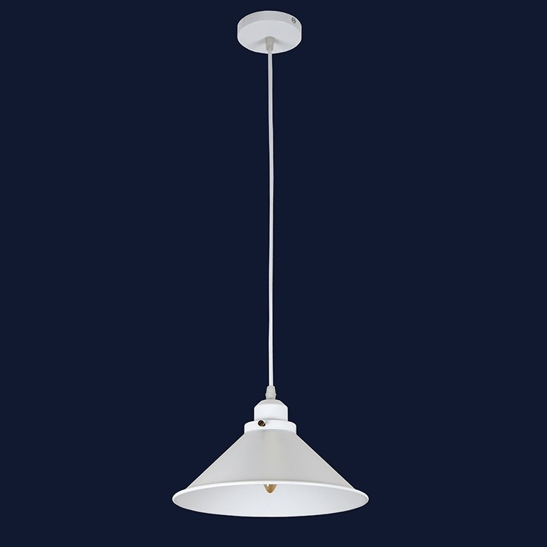 Підвісний білий світильник у стилі лофт із металевим плафоном конусної форми Levistella 752839F-1 WH+WH