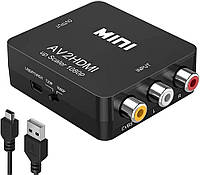 Конвертер Amtake RCA в HDMI, 1080P RCA Composite CVBS AV в HDMI Video Audio Converter Adapter