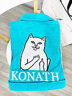 Домашний махровый халат с вышивкой "Весёлый кот"