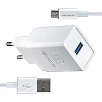 Сетевое зарядное устройство WUW T27 Quick Charge 3.0 3A with Micro Cable USB White