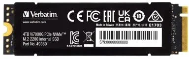 Verbatim 4TB M.2 PCIe Gen4 NVMe Vi7000G Heatsink
