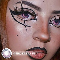 Линзы цветные оригинальные 1 пара Girl Tears Pink, Розовый Хіт продажу!