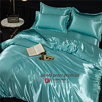 Атласное Бирюзовое Полуторное постельное белье Moka Textile