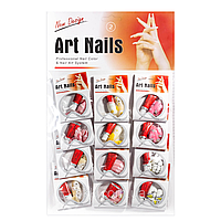 Ногти накладные цветные с рисунком и камушками упаковка 12 штук Art Nails № 2 Nail Perfect (2000002538301)