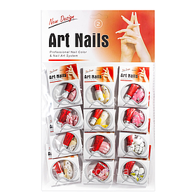 Ногті накладні кольорові з малюнком і камінчиками паковання 12 штук Art Nails No 2 Nail Perfect (2000002538301)
