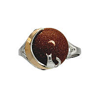 Серебряное кольцо с золотой пластиной Лунный свет авантюрин золотой песок 089к-19
