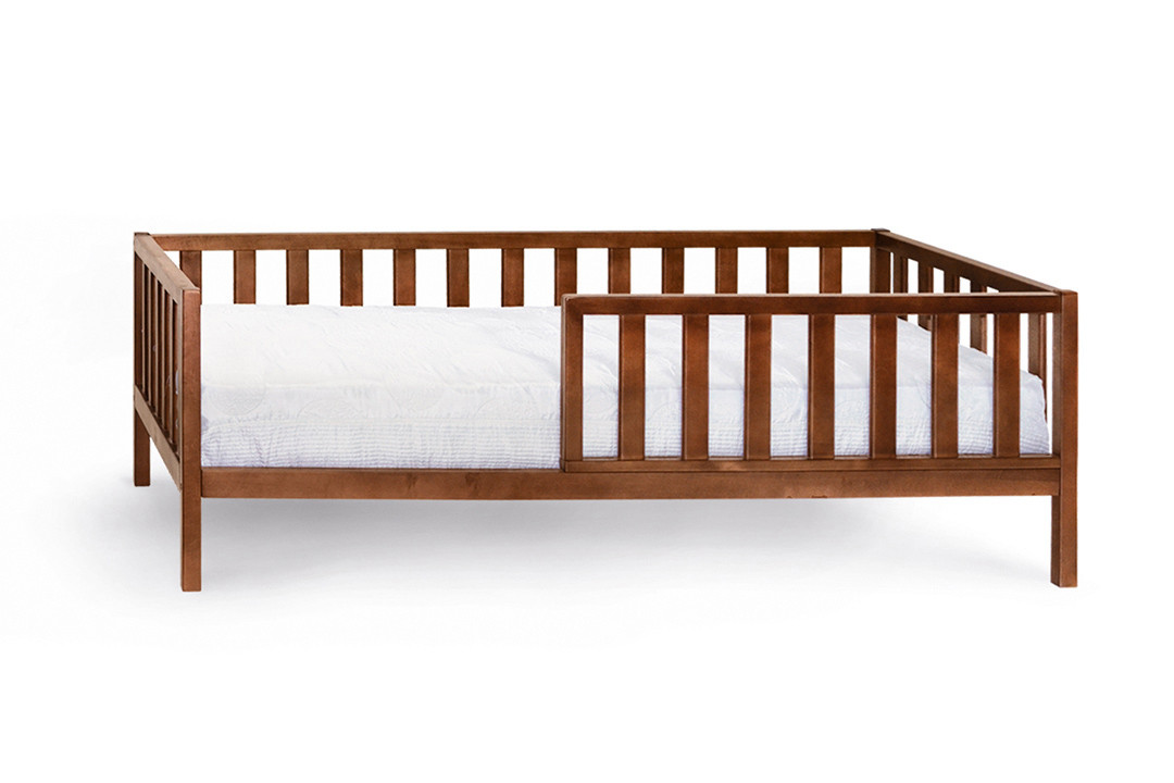 Дитяче дерев'яне ліжко / ліжечко зі знімним бортиком ЗЛАТА (Темний Горіх)