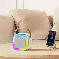 Домашній караоке-апарат бездротовий на 2 мікрофони зі світлодіодною підсвіткою для вечірок і занять співом
