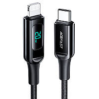 Дата кабель Acefast MFI C6-01 USB-C to Lightning zinc alloy digital display braided (1.2m) Black
