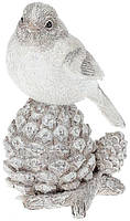 Статуетка декоративна "Пташка на шишці" 13.5см, срібло FIL