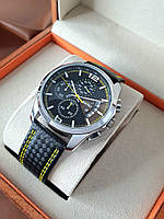 Классические мужские кварцевые наручные часы с хронографом Skmei 9106 Silver-Black-Yellow