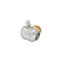 Шарм Подвеска Бусинка яблоко из серебра с золотом для Пандоры 008