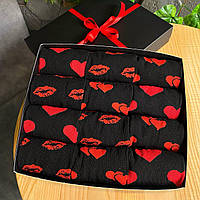 Подарок на день влюбленных для парня бокс носков с сердечками на 12 пар 40-45р в подарочной коробке Black