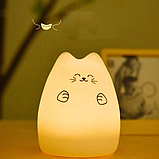 Дитячий силіконовий нічник Милий Кошеня, 7 кольорів LED, фото 2