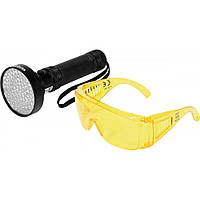 Ліхтар ультрафіолетовий з окулярами для перевірки банконот YATO 100 LED 6 X AA 395 НМ