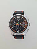 Класичний чоловічий кварцевий наручний годинник з хронографом Skmei 9106 Silver-Black-Orange, фото 3