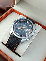 Классические мужские кварцевые наручные часы с хронографом Skmei 9106 Silver-Black-Orange