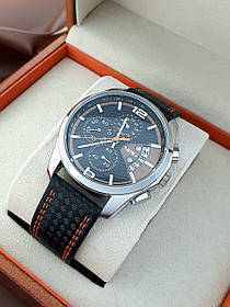 Класичний чоловічий кварцевий наручний годинник з хронографом Skmei 9106 Silver-Black-Orange