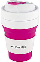 Спортивная складная бутылка Kamille для воды 350мл, силикон, розовый FIL