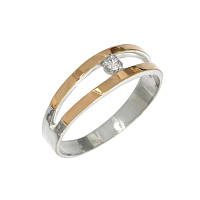 Серебряное кольцо Миранда с золотыми вставками 065к