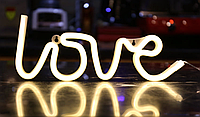 Неоновий світильник Love напис USB + батарейки АА вивіска нічник теплий подарунок 14 лютого топ